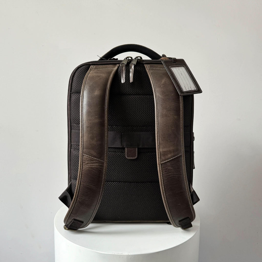 Crazy Horse Full-Grain Leather Laptop Backpack – Premium, Rugged & Stylish