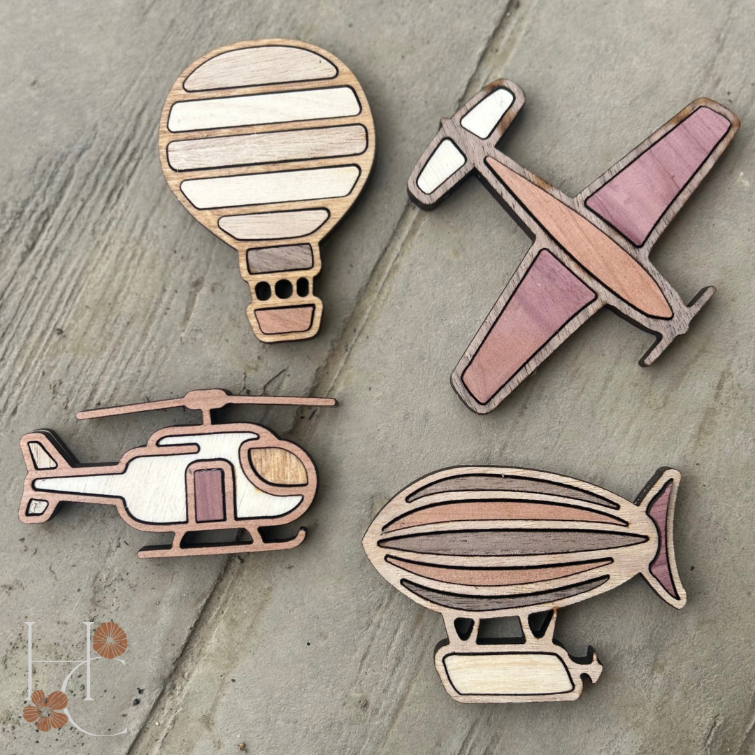 Airplane Wood Magnet Set