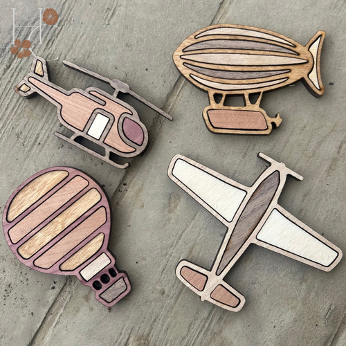 Airplane Wood Magnet Set